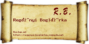 Regényi Boglárka névjegykártya
